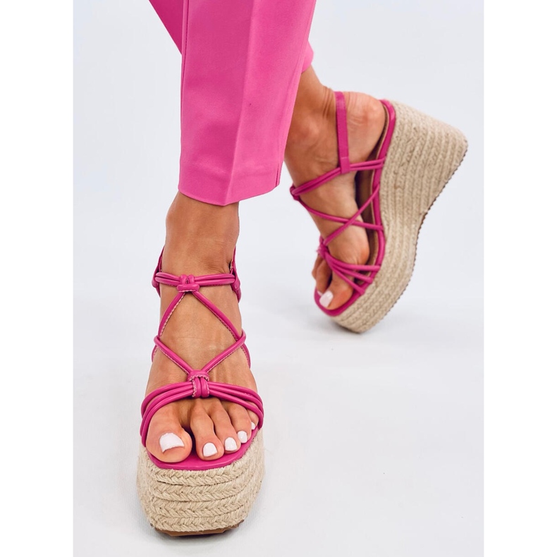 Pascai Sandales espadrilles compensées fuchsia rose 1