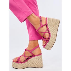 Pascai Sandales espadrilles compensées fuchsia rose 3