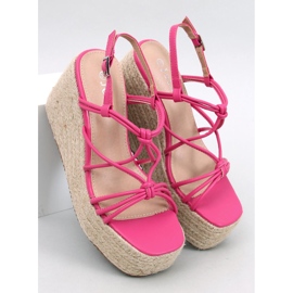 Pascai Sandales espadrilles compensées fuchsia rose 5