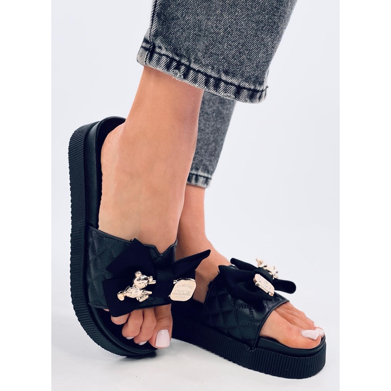 Brandis Tongs ourson en or noir le noir 2