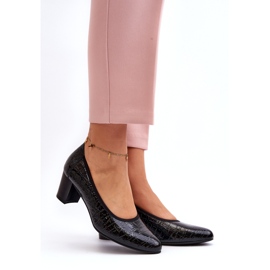 Vinceza Escarpins en cuir verni avec gaufrage noir le noir 1