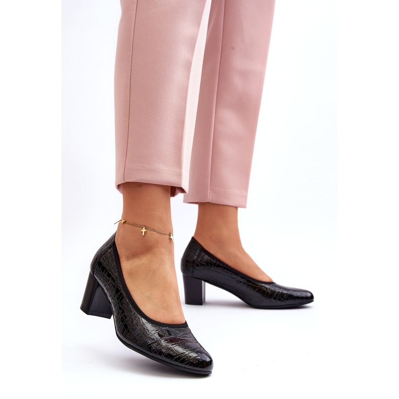 Vinceza Escarpins en cuir verni avec gaufrage noir le noir 4