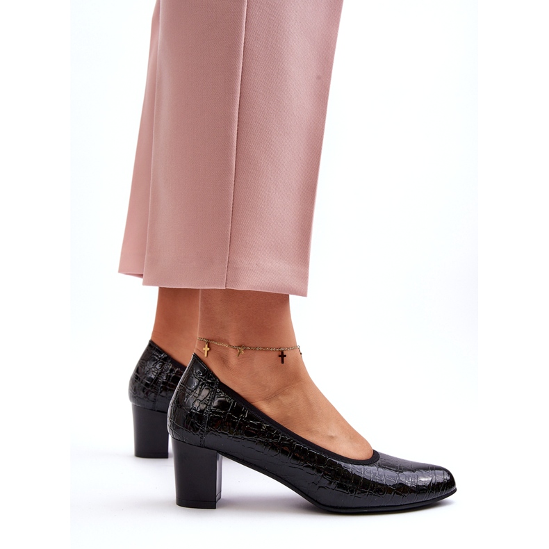 Vinceza Escarpins en cuir verni avec gaufrage noir le noir 5