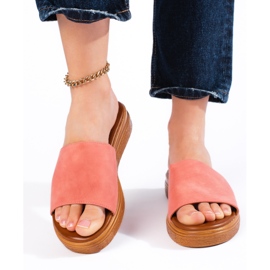 Chaussons femme en daim vert 3