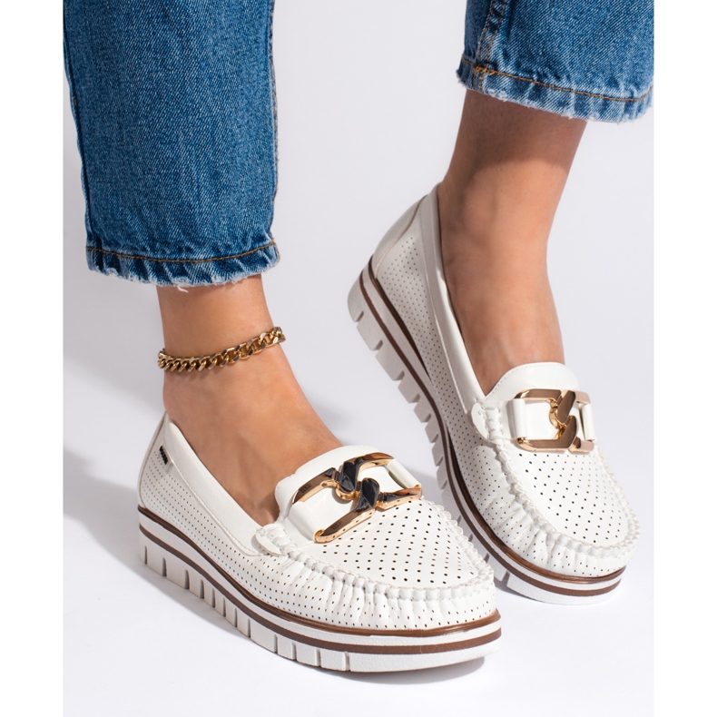 Goodin Mocassins blancs ajourés sur la plateforme blanche 2 Goodin Mocassins blancs ajourés sur la plateforme blanche 2