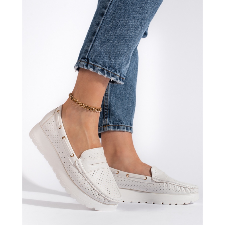 Goodin Mocassins blancs élégants pour femmes blanche 2 Goodin Mocassins blancs élégants pour femmes blanche 2