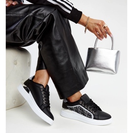 Baskets à plateforme noires à paillettes Fekete 1