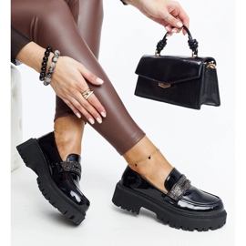 Mocassins noirs ornés de zircons Leceta 1