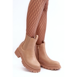 Bottines Chelsea en cuir avec fermeture éclair, beige foncé Pitrese 1