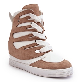 Bottines compensées en cuir beiges Amria 2
