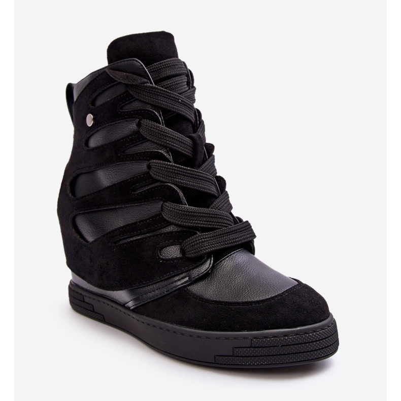 Bottines compensées en cuir, noir Amria le noir 1