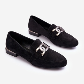 Sergio Leone Mocassins Pour Femmes Avec Décoration Noir Camilena - Daim le noir 2