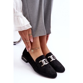 Sergio Leone Mocassins Pour Femmes Avec Décoration Noir Camilena - Daim le noir 7