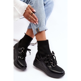 Bottines Compensées Pour Femmes Avec Chaussette Noir Helladina le noir 7