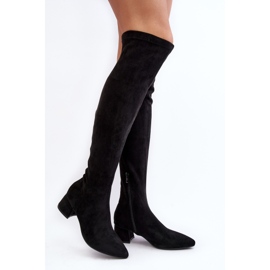 Cuissardes à talons bas pour femme Noir Maidna 1
