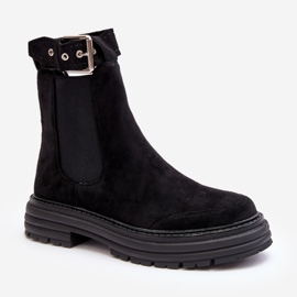 Bottines Chelsea en daim à semelle massive, Noir Ozaro le noir 4