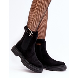 Bottines Chelsea en daim à semelle massive, Noir Ozaro le noir 5