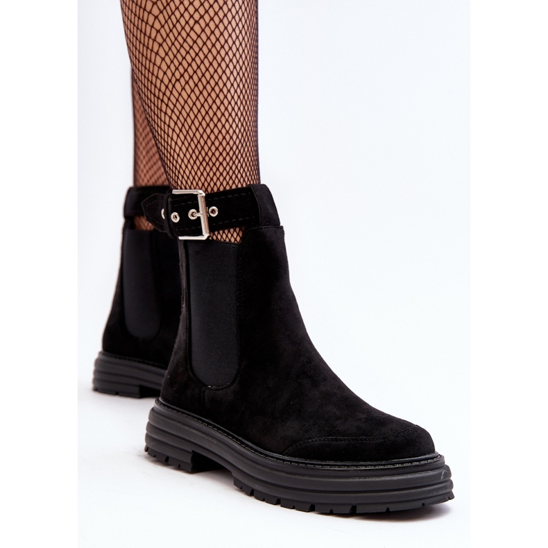 Bottines Chelsea en daim à semelle massive, Noir Ozaro 1