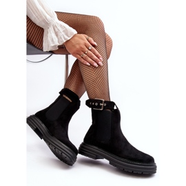 Bottines Chelsea en daim à semelle massive, Noir Ozaro le noir 3