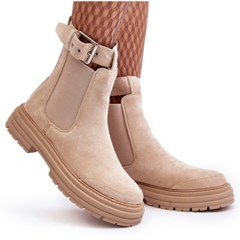 Bottines Chelsea en daim sur semelle massive, beige clair Ozaro 9
