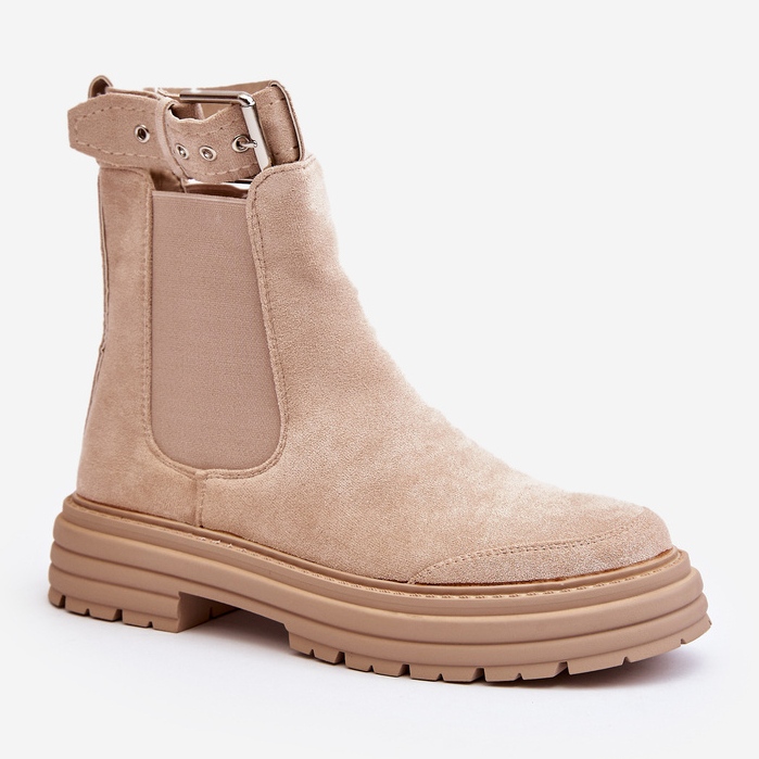 Bottines Chelsea en daim sur semelle massive, beige clair Ozaro 1