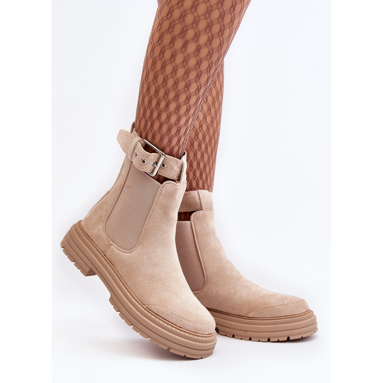 Bottines Chelsea en daim sur semelle massive, beige clair Ozaro 2