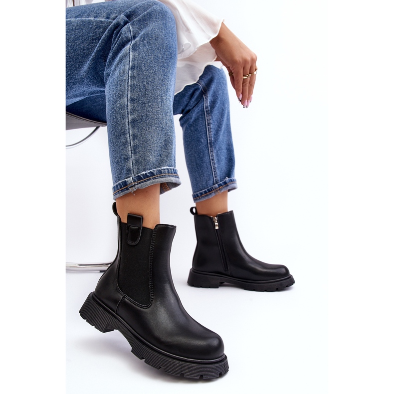 Bottines Chelsea pour femmes avec fermeture éclair, noir Ramhel le noir 1