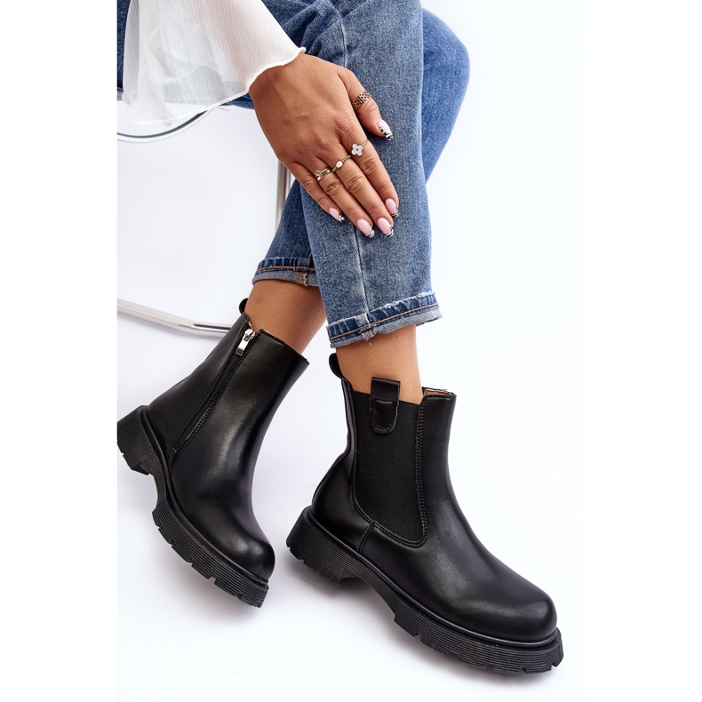 Bottines Chelsea pour femmes avec fermeture éclair, noir Ramhel le noir 2