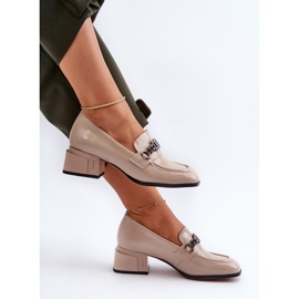 Escarpins en Cuir Verni sur Bloc Beige S.Barski MR38-960 1