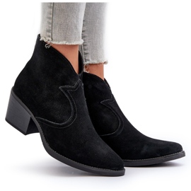 S.Barski Bottes de cowboy en daim avec fermeture éclair D&amp;A SN622-29 Noir le noir 9