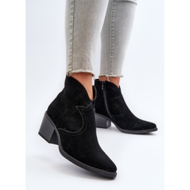 S.Barski Bottes de cowboy en daim avec fermeture éclair D&amp;A SN622-29 Noir le noir 3