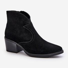 S.Barski Bottes de cowboy en daim avec fermeture éclair D&amp;A SN622-29 Noir le noir 1
