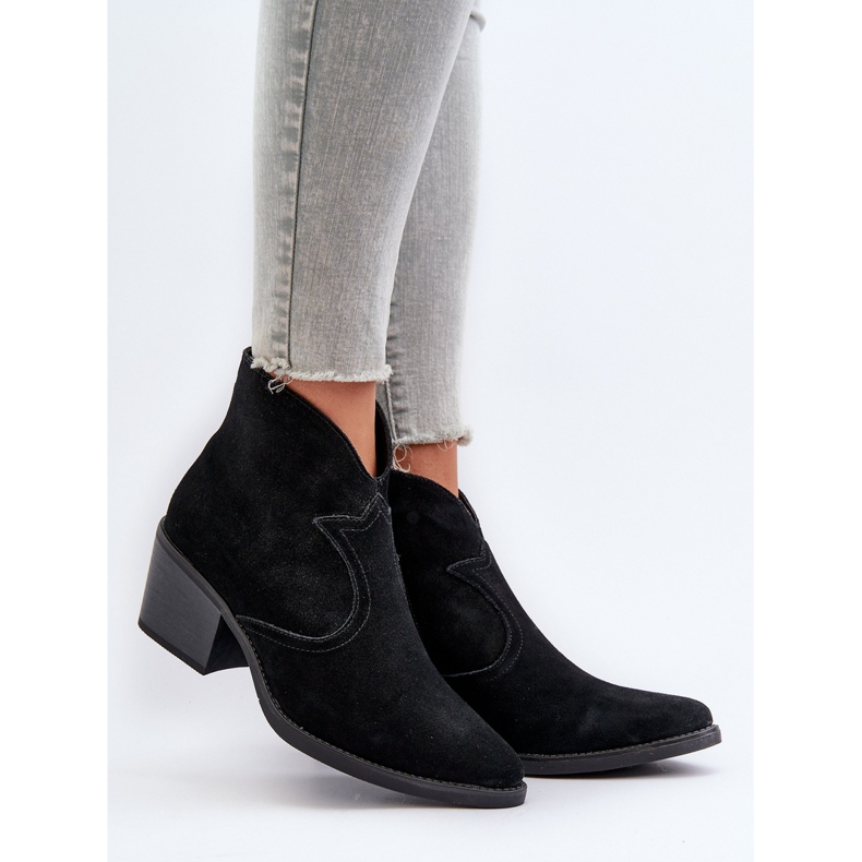 S.Barski Bottes de cowboy en daim avec fermeture éclair D&amp;A SN622-29 Noir le noir 2