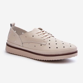 Chaussures en cuir beiges pour femmes S.Barski LR182 1
