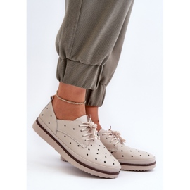 Chaussures en cuir beiges pour femmes S.Barski LR182 2
