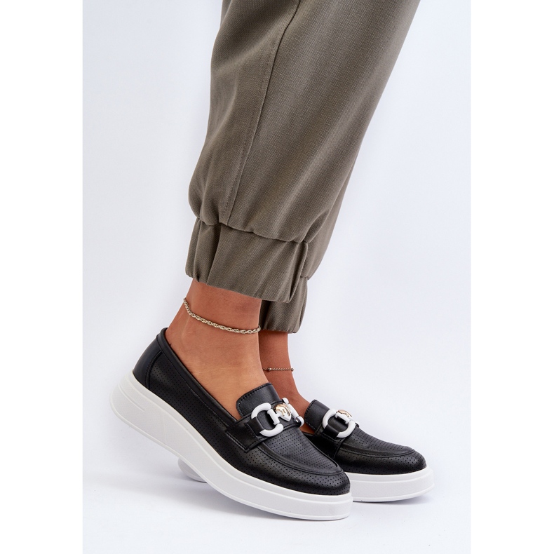 Mocassins En Cuir Pour Femme Sur Plateforme Noir S.Barski LR720 le noir 2 Mocassins En Cuir Pour Femme Sur Plateforme Noir S.Barski LR720 le noir 2