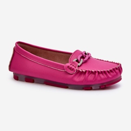 Mocassins Femme En Cuir Avec Décoration Fuchsia S.Barski LR339 rose 1