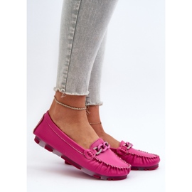 Mocassins Femme En Cuir Avec Décoration Fuchsia S.Barski LR339 rose 2