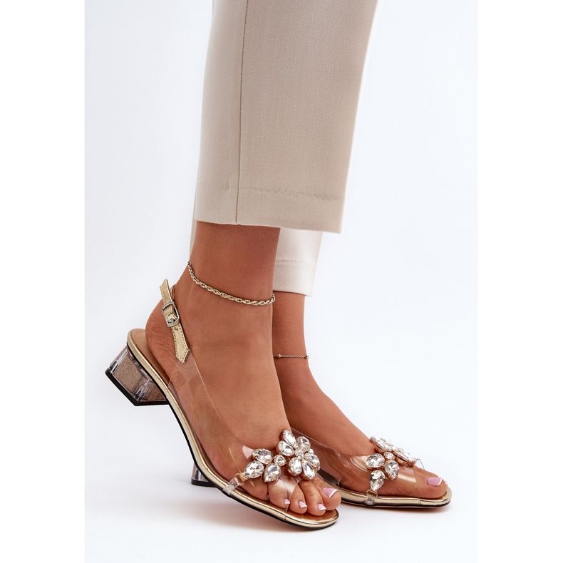 Sandales transparentes sur bloc doré S.Barski MR38-W1 2