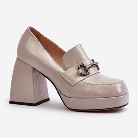 S.Barski Chaussures à talons hauts vernies pour femmes gris D&amp;A MR38-906 2