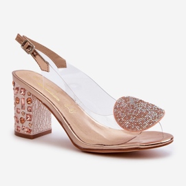 S.Barski Sandales transparentes à talon haut Or rose D&amp;A MR38-812 1