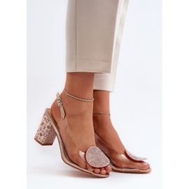 S.Barski Sandales transparentes à talon haut Or rose D&amp;A MR38-812 2