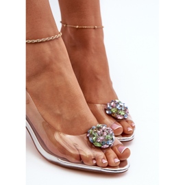 S.Barski Sandales à talons hauts transparentes avec décoration argentée D&A MR38-454 1 S.Barski Sandales à talons hauts transparentes avec décoration argentée D&A MR38-454 1