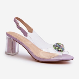 S.Barski Sandales à Talons Hauts Transparentes avec Décoration Violet D&amp;A MR38-454 2