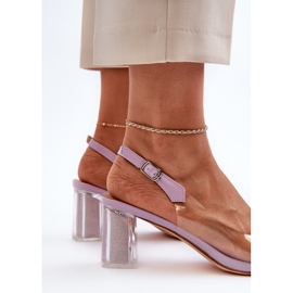 S.Barski Sandales à Talons Hauts Transparentes avec Décoration Violet D&amp;A MR38-454 1