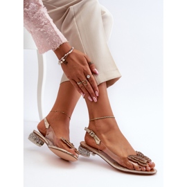 S.Barski Sandales transparentes à talons bas avec papillon, or rose D&amp;A MR38-388 1