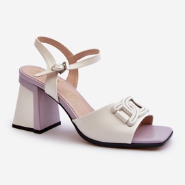 S.Barski Sandales élégantes à talons hauts avec décoration, blanc D&amp;A MR38-156 blanche 1