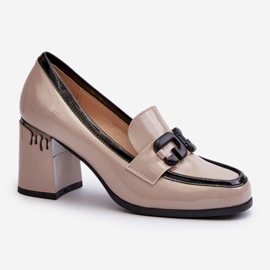 S.Barski Escarpins pour femmes à talon haut beige verni D&amp;A MR38-973 1