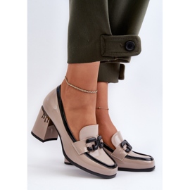 S.Barski Escarpins pour femmes à talon haut beige verni D&amp;A MR38-973 2