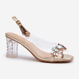 S.Barski Élégantes sandales à talons hauts avec décorations dorées D&amp;A MR38-444 d'or 2